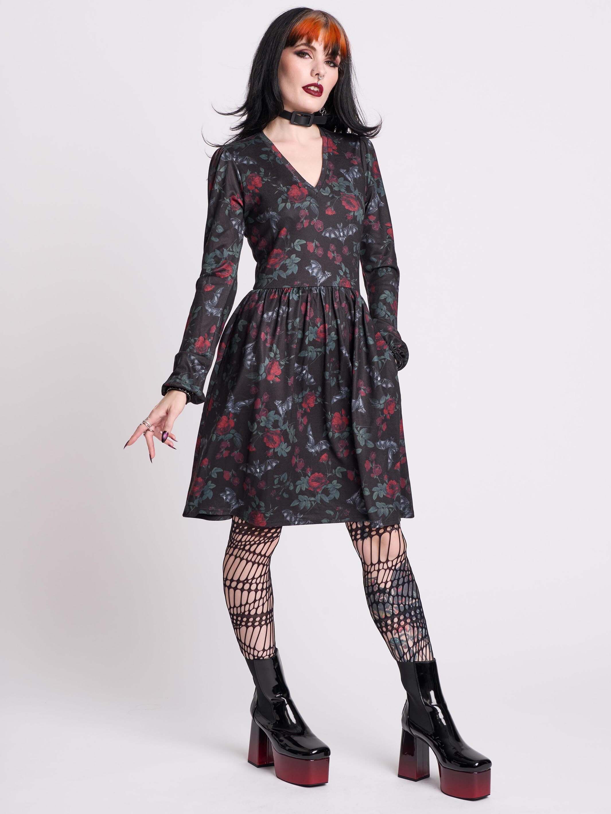 Bat s Roost Skater Dress Midnight Hour