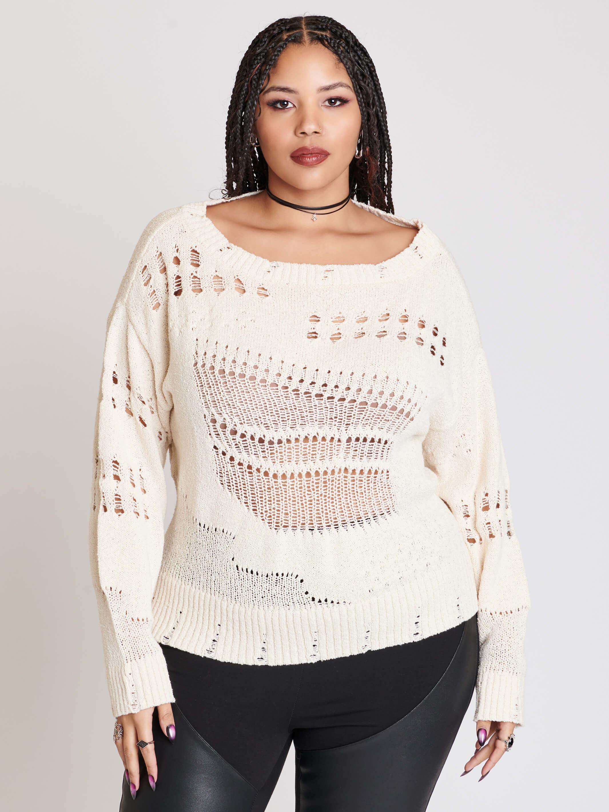 Plus size distressed sweater discount