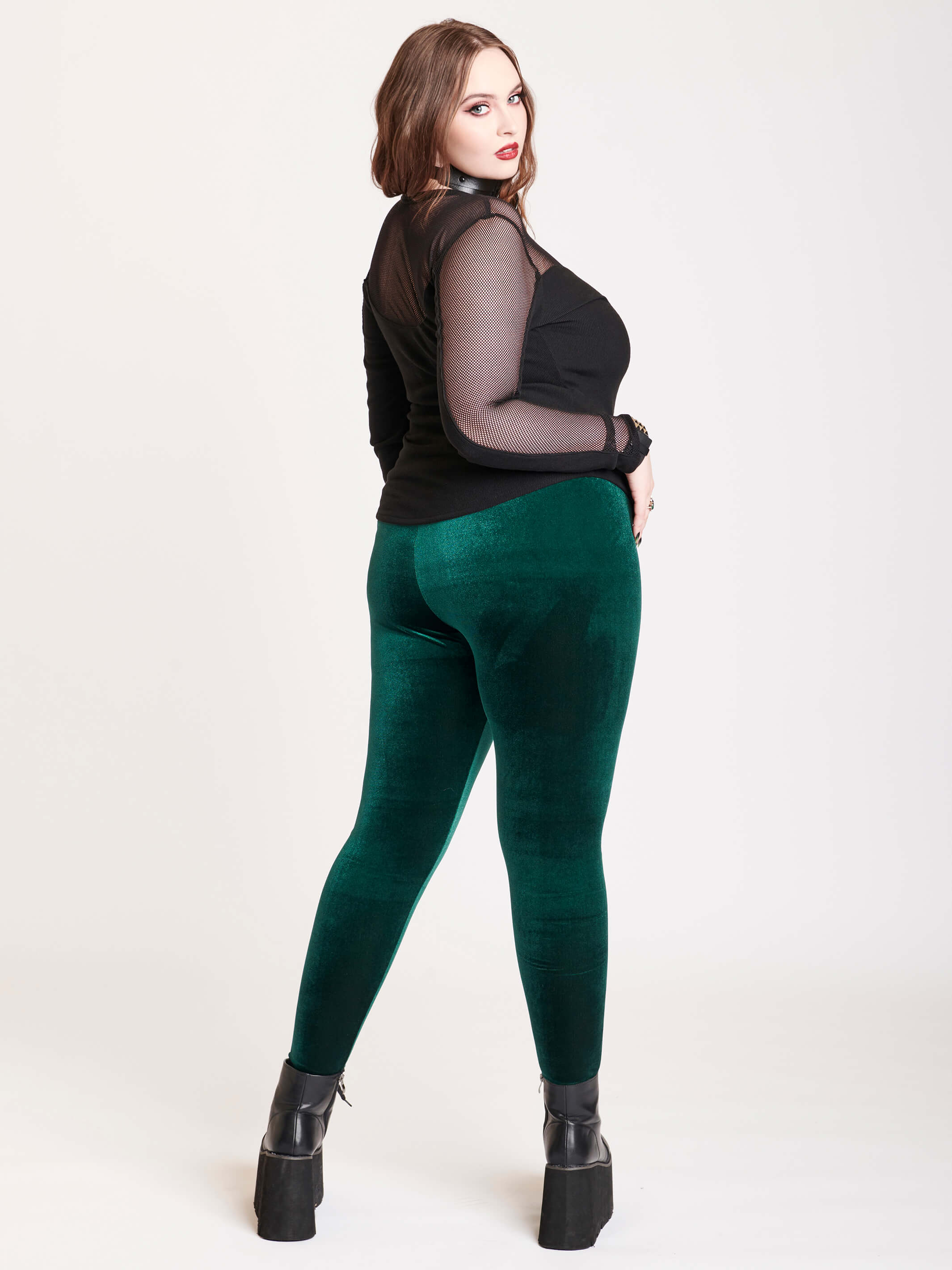 Woman Thermal Leggings Elastic Velvet Comfortable Slim Home Office School  Casual Inner Wear Warm Skinny Pants for Female Dark Green 