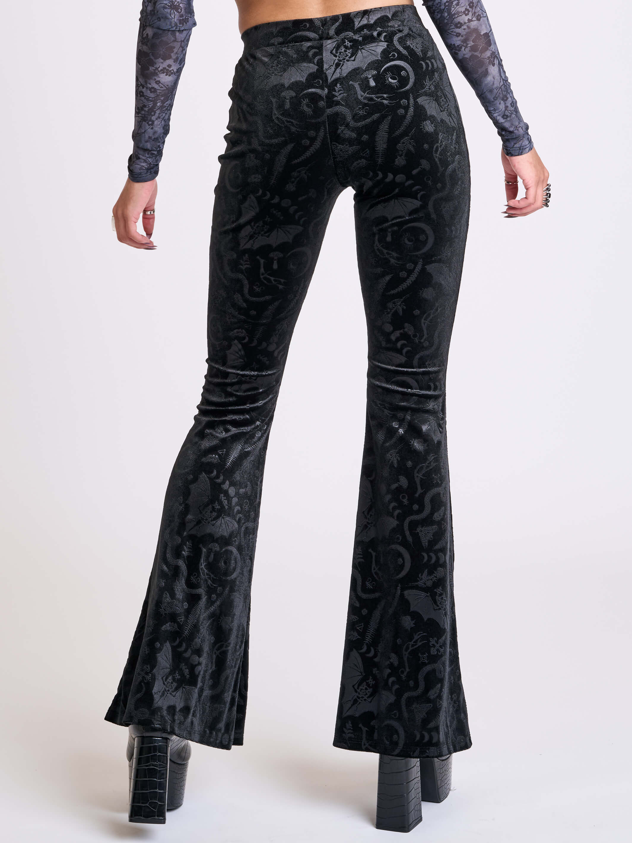 Embossed Velvet Flared Legging