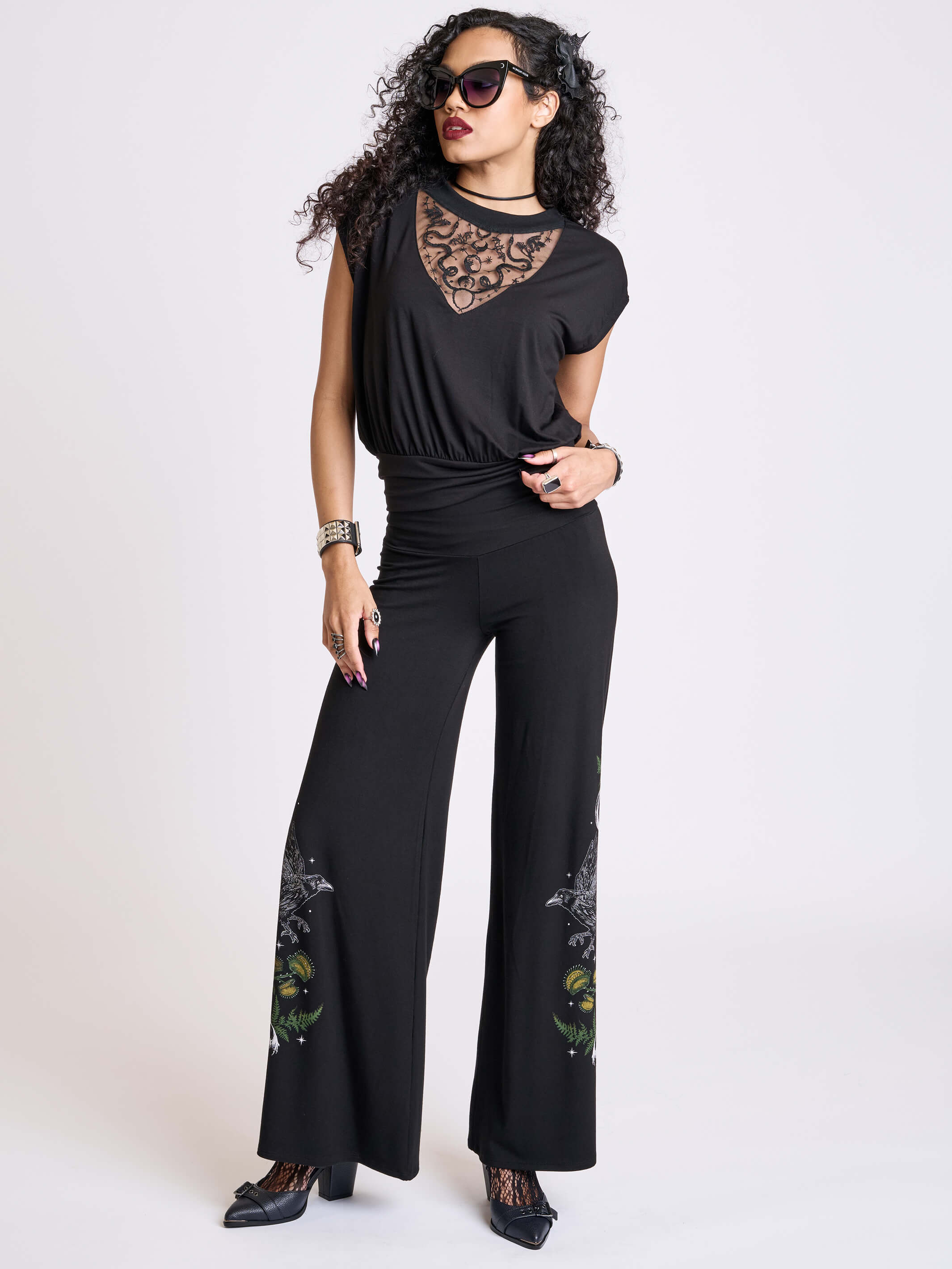 EMBROIDERED SNAKE BLOUSON TOP