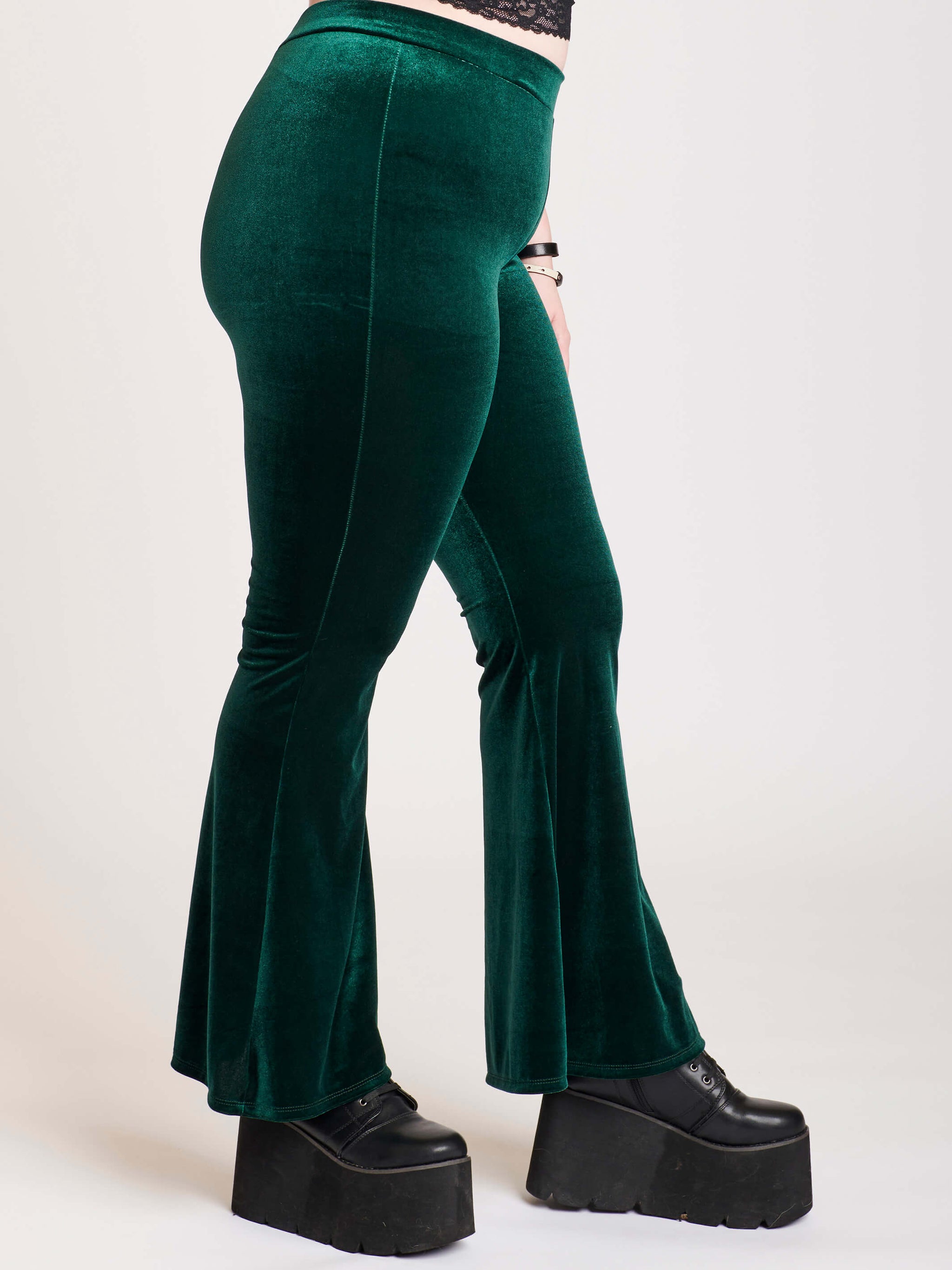 Emerald Velvet Flared Legging