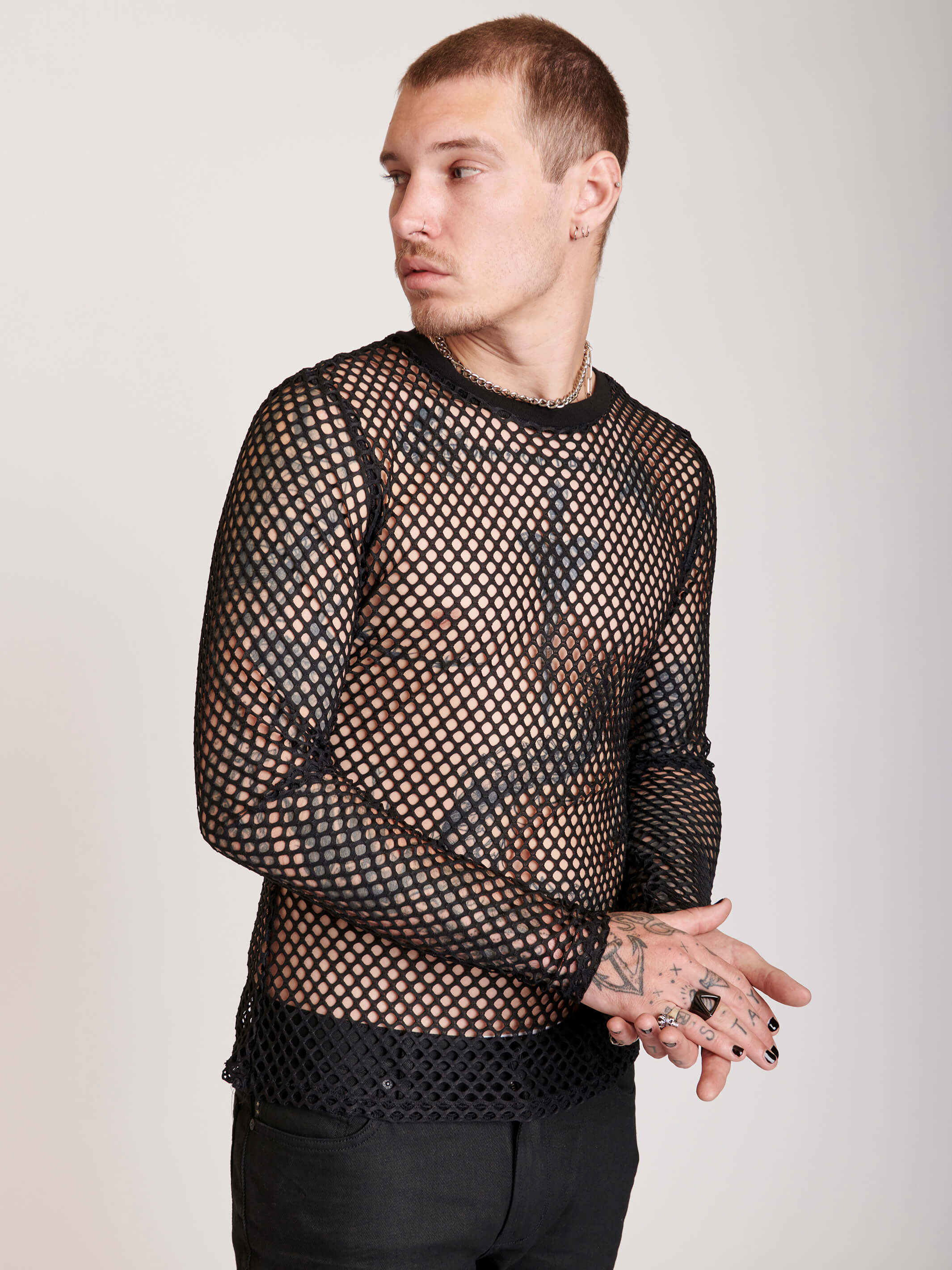 Fishnet Long Sleeve Top – Midnight Hour