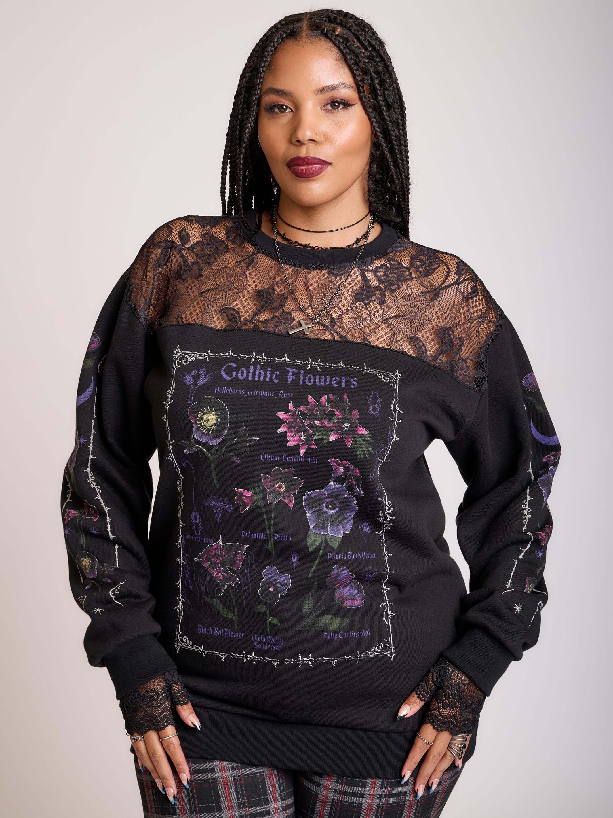 Gothic Flowers Lace Sweatshirt