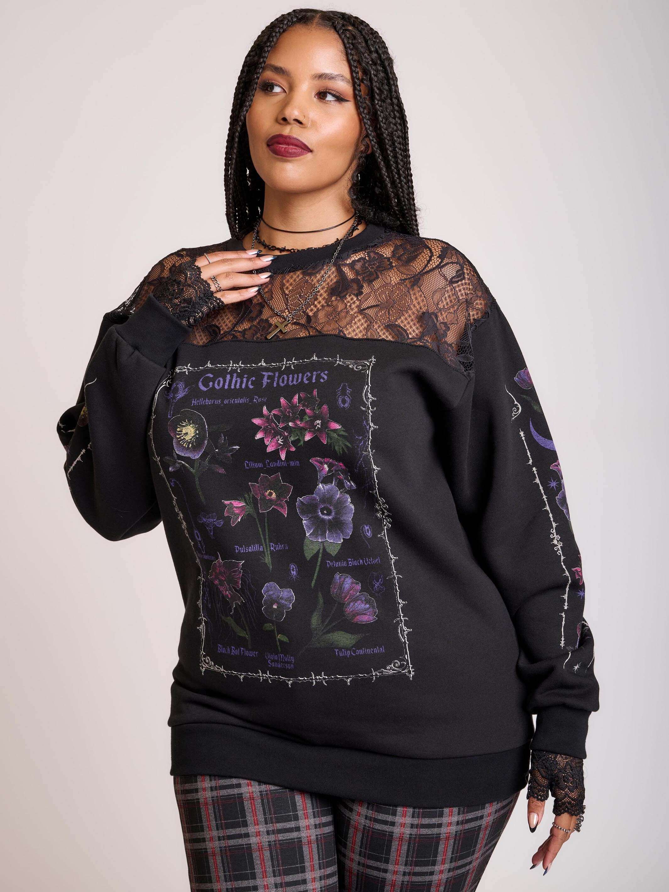 Gothic Flowers Lace Sweatshirt