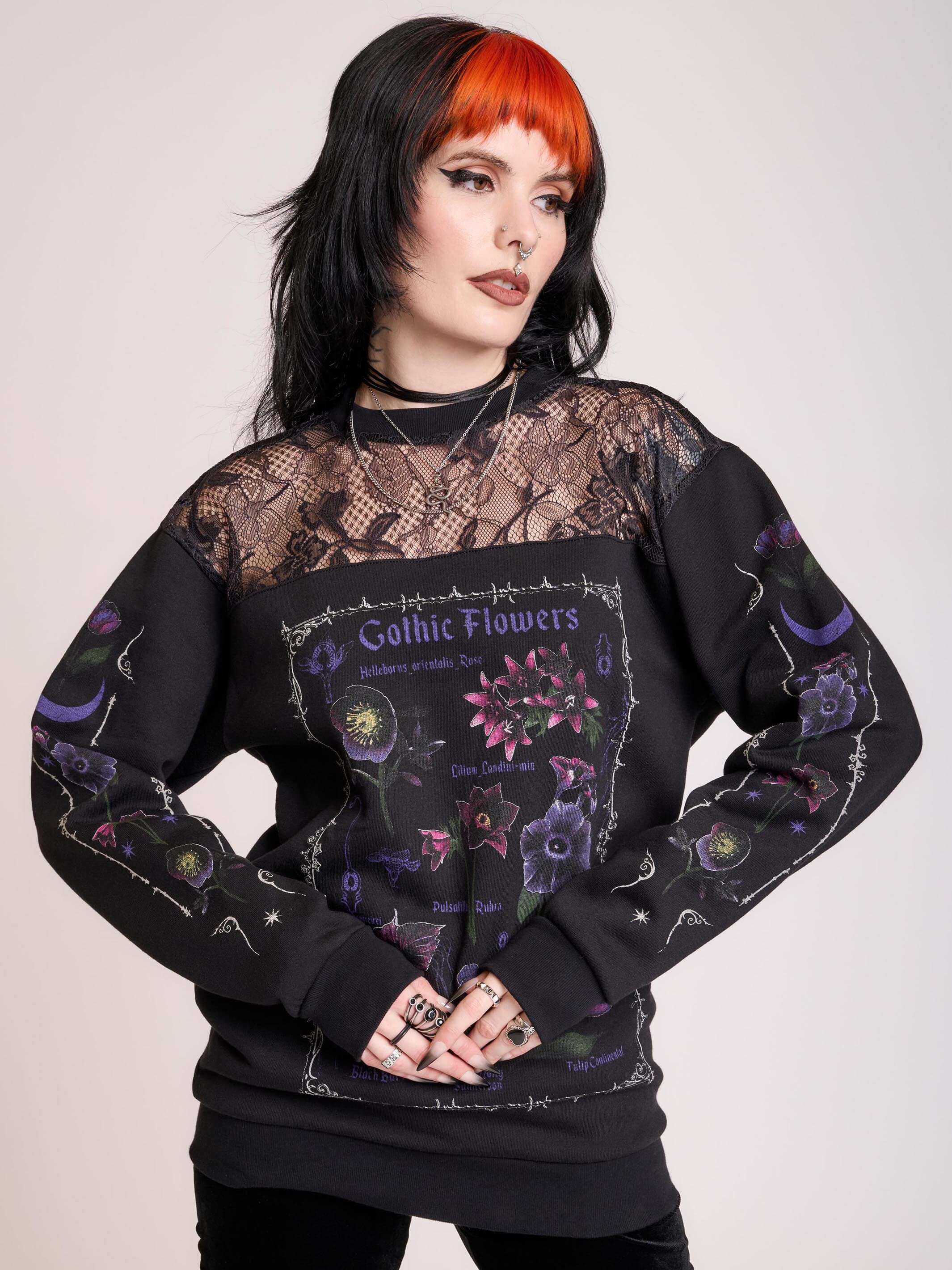 Gothic Flowers Lace Sweatshirt