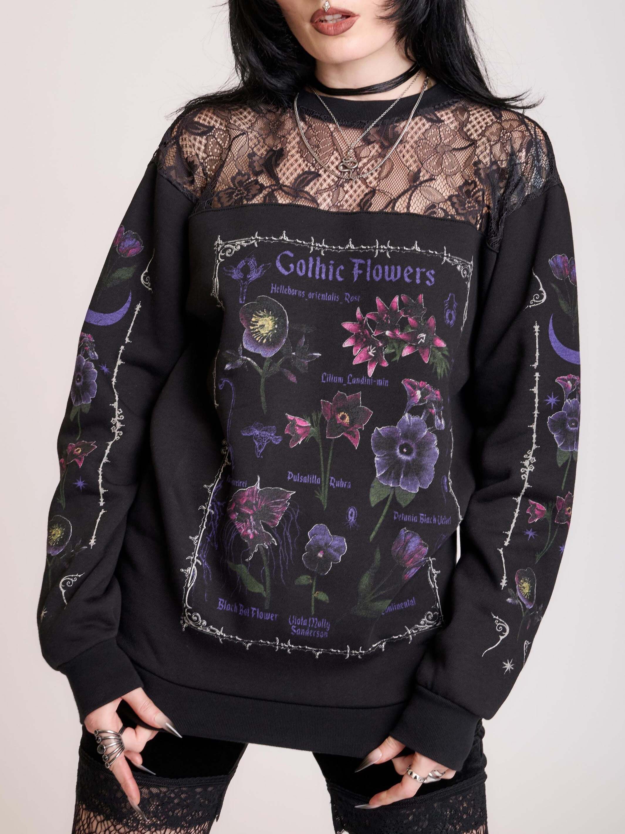 Gothic Flowers Lace Sweatshirt