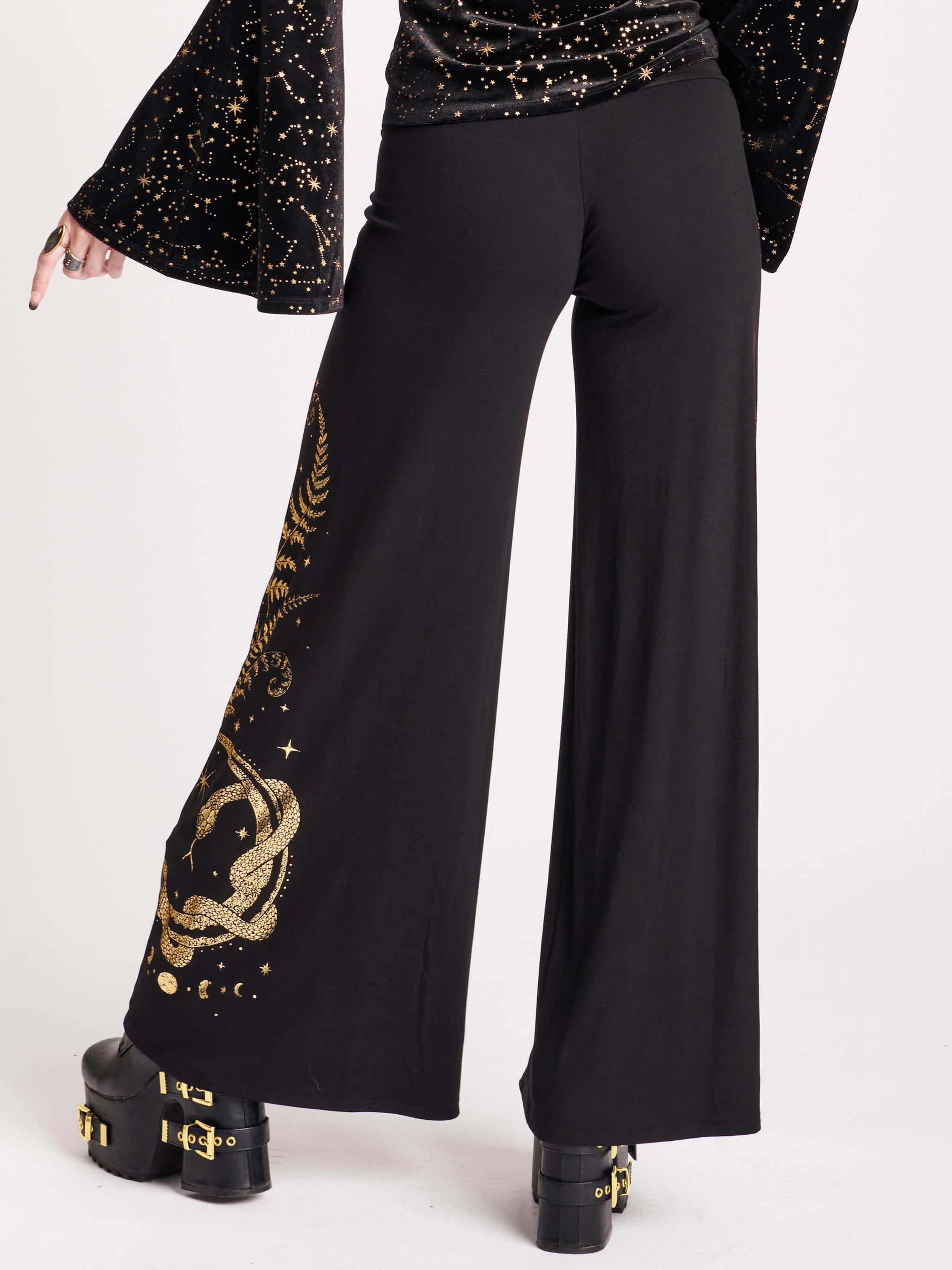 Black and gold palazzo hot sale pants