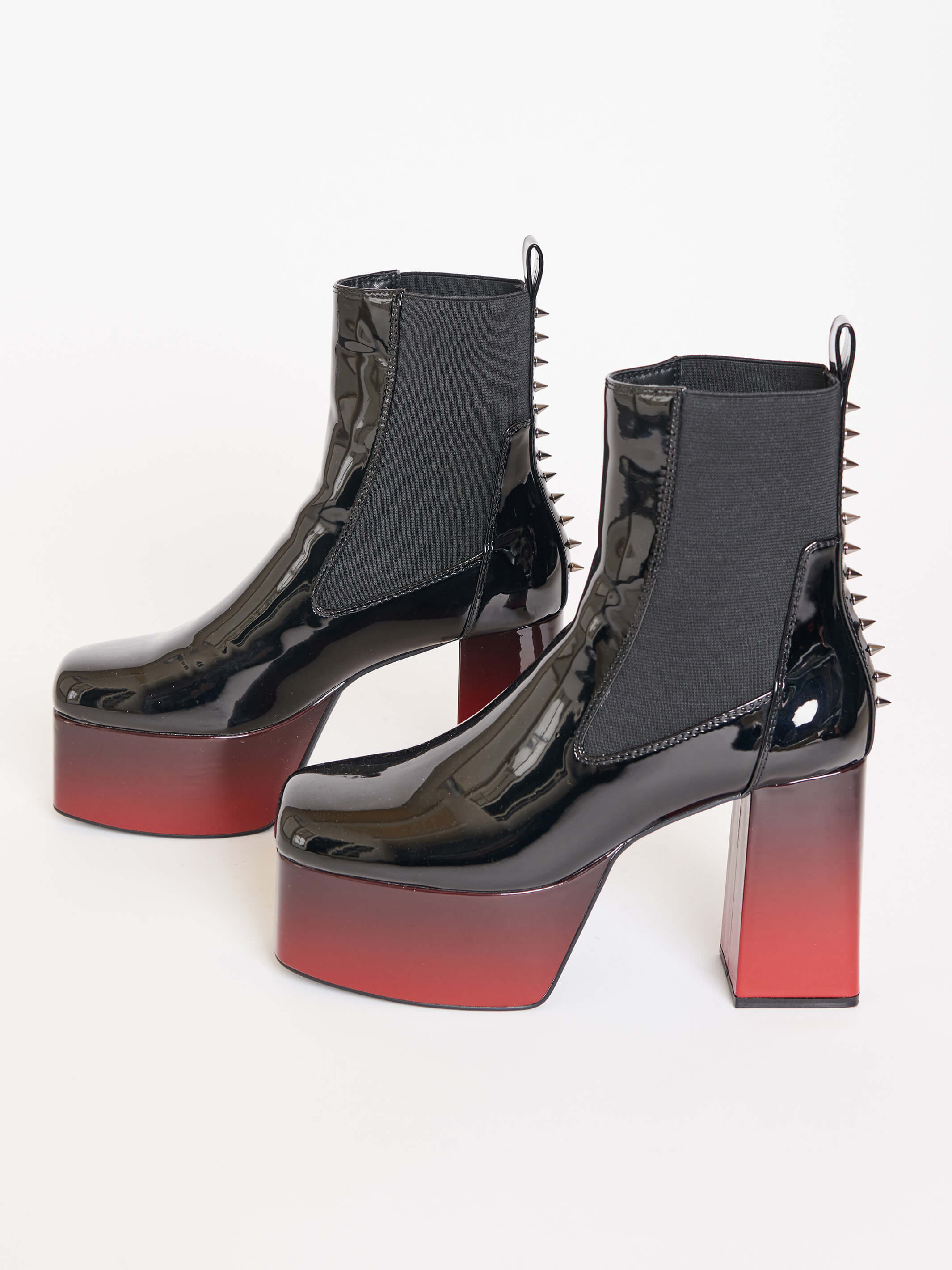 Red leather platform boots fashion