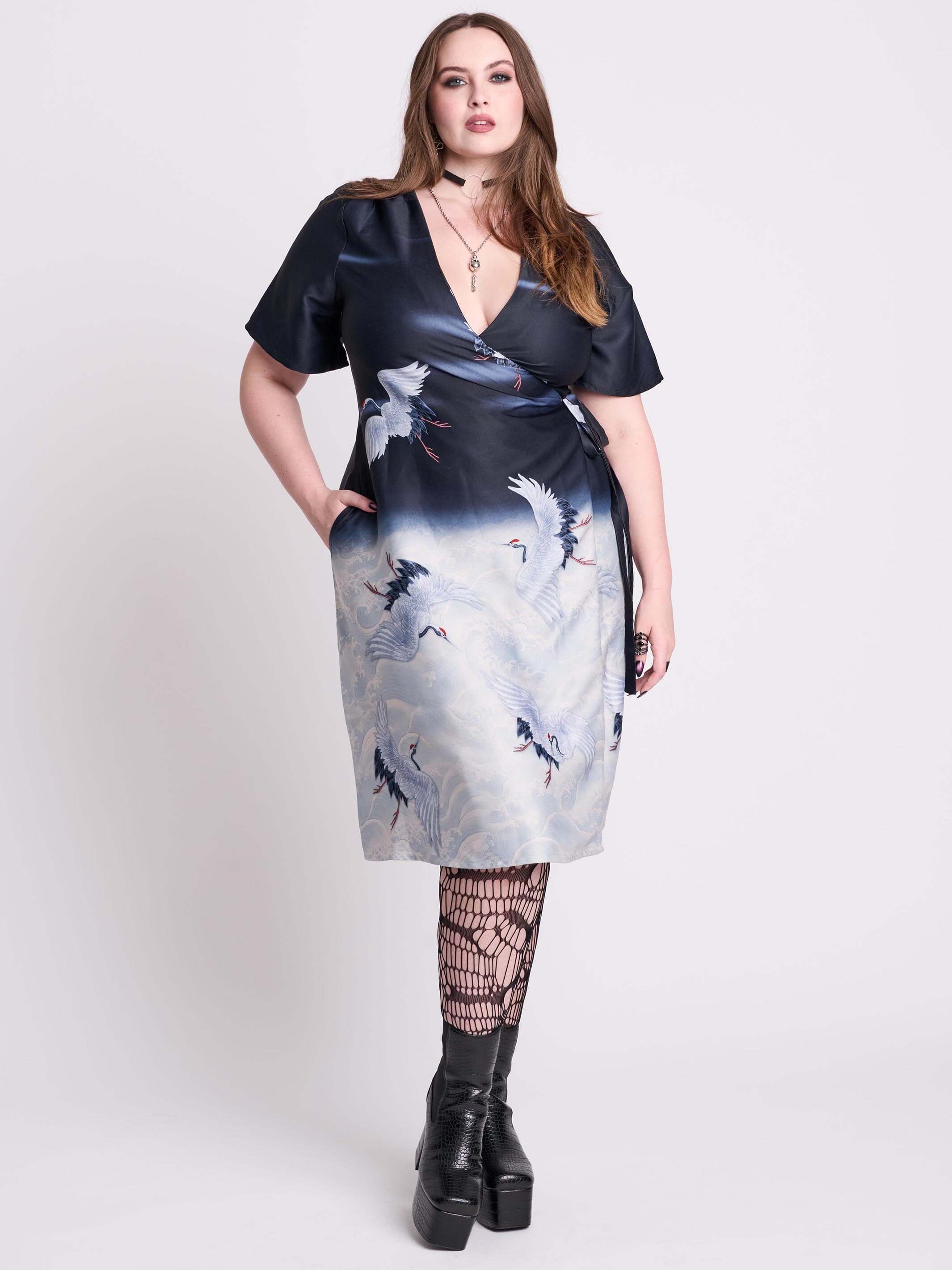 JAPANESE CRANE WRAP DRESS