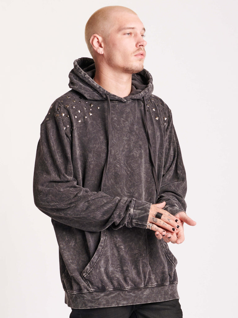 Studded Mineral Washed Hoodie