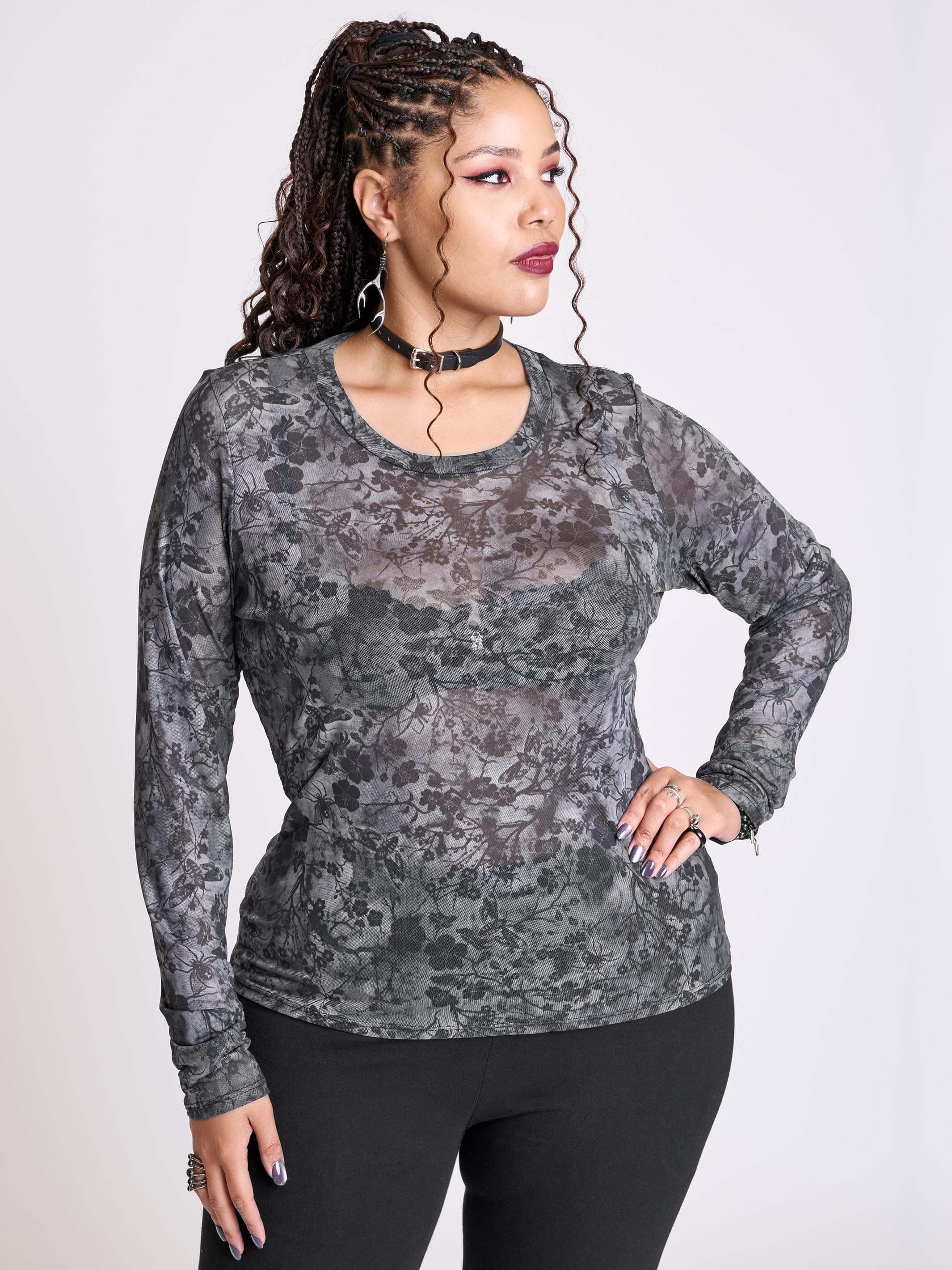 night blossom mesh goth shirt