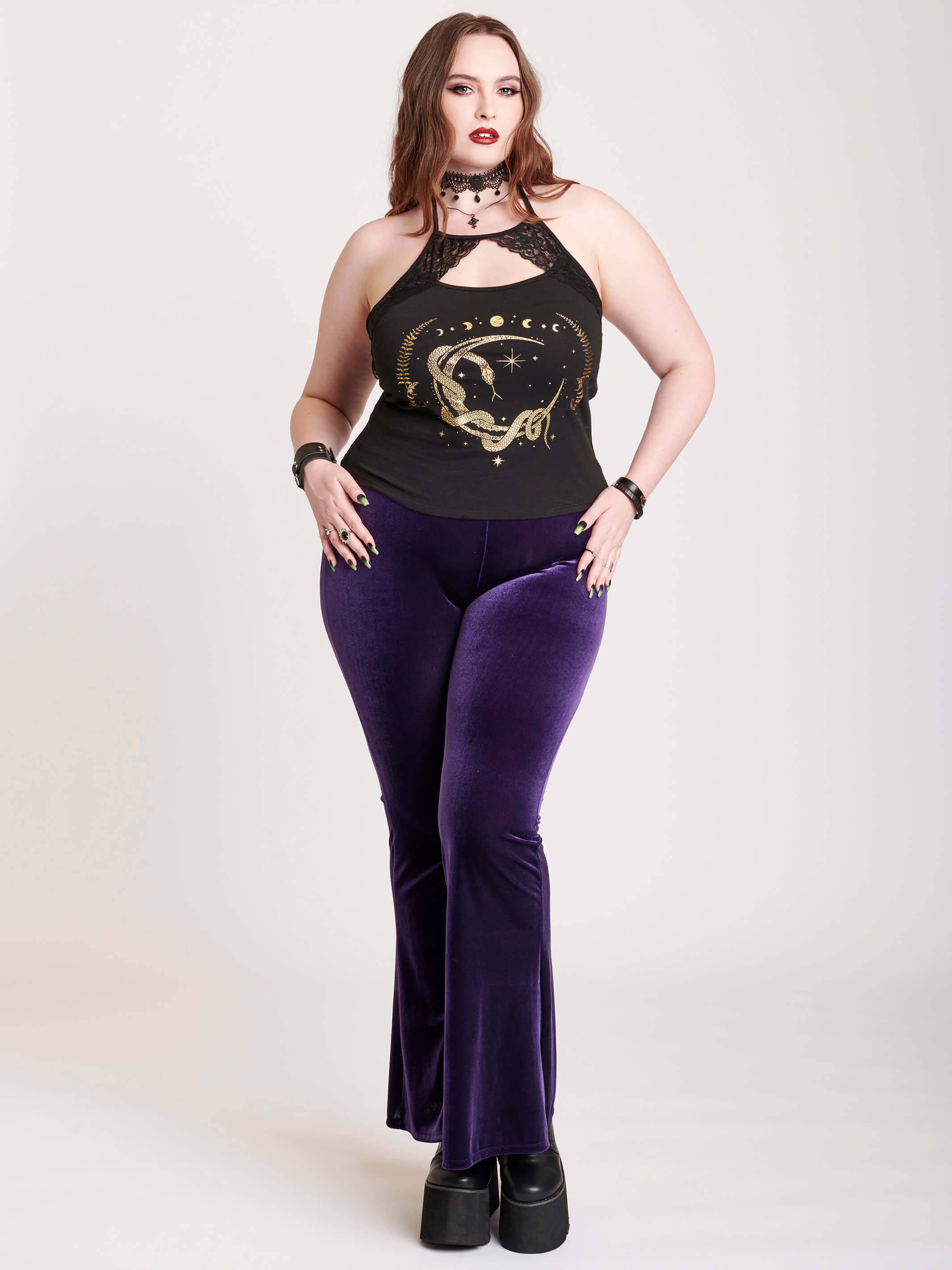 Plus size velvet flare pants shops