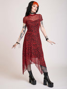 red leopard mesh dress