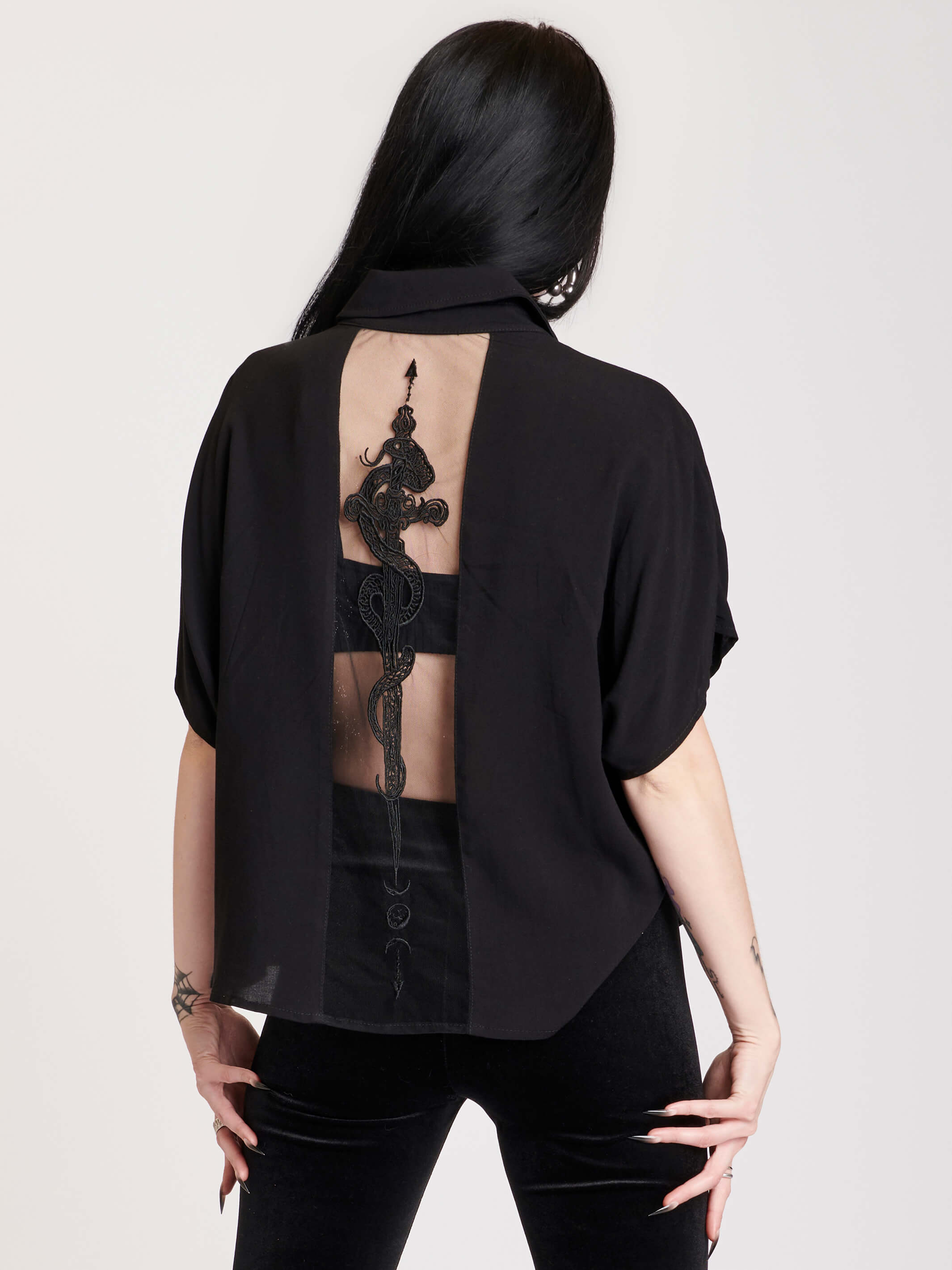 Snake Dagger Embroidered Shirt