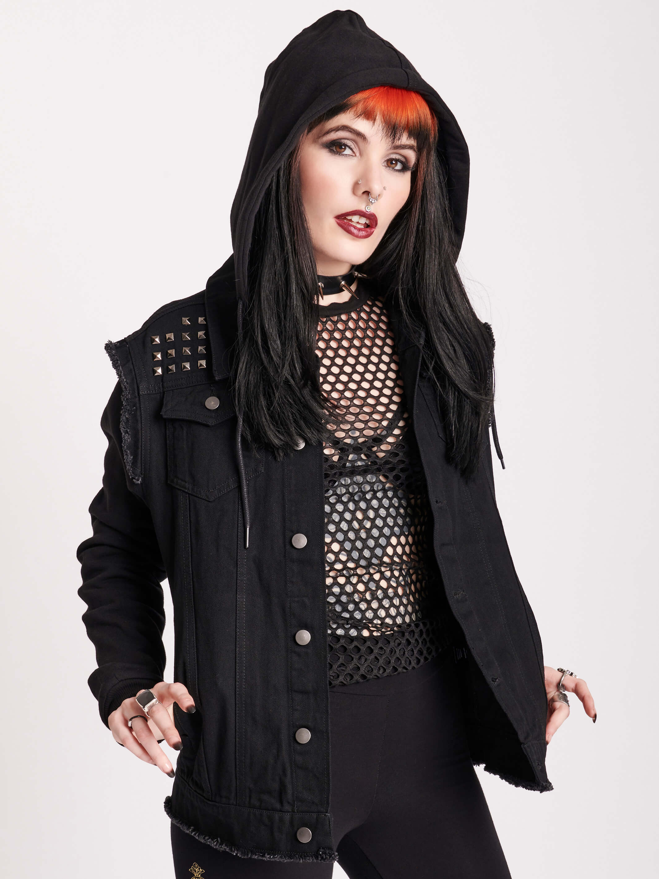 Studded Denim Jacket Midnight Hour