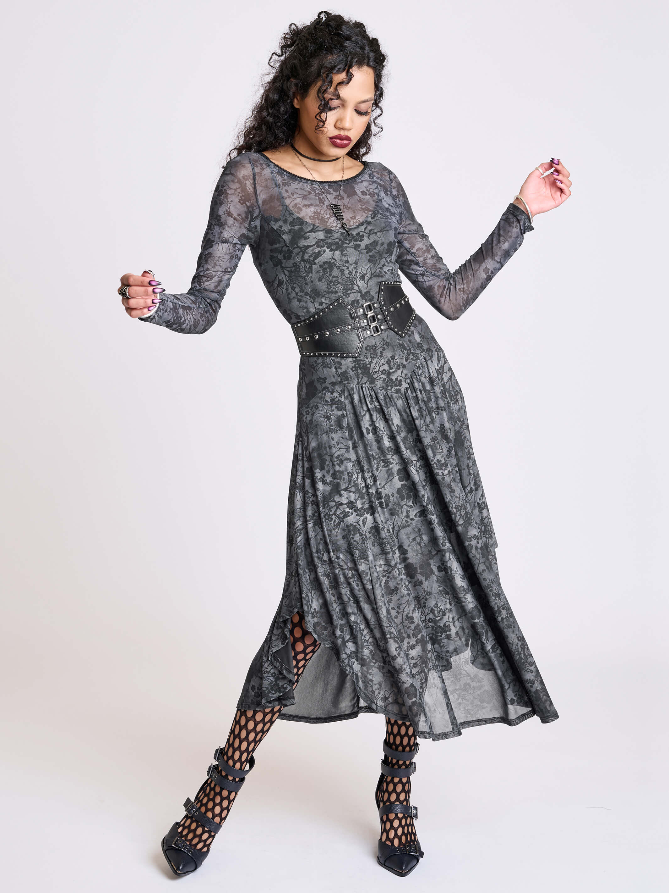 night blossom mesh goth dress