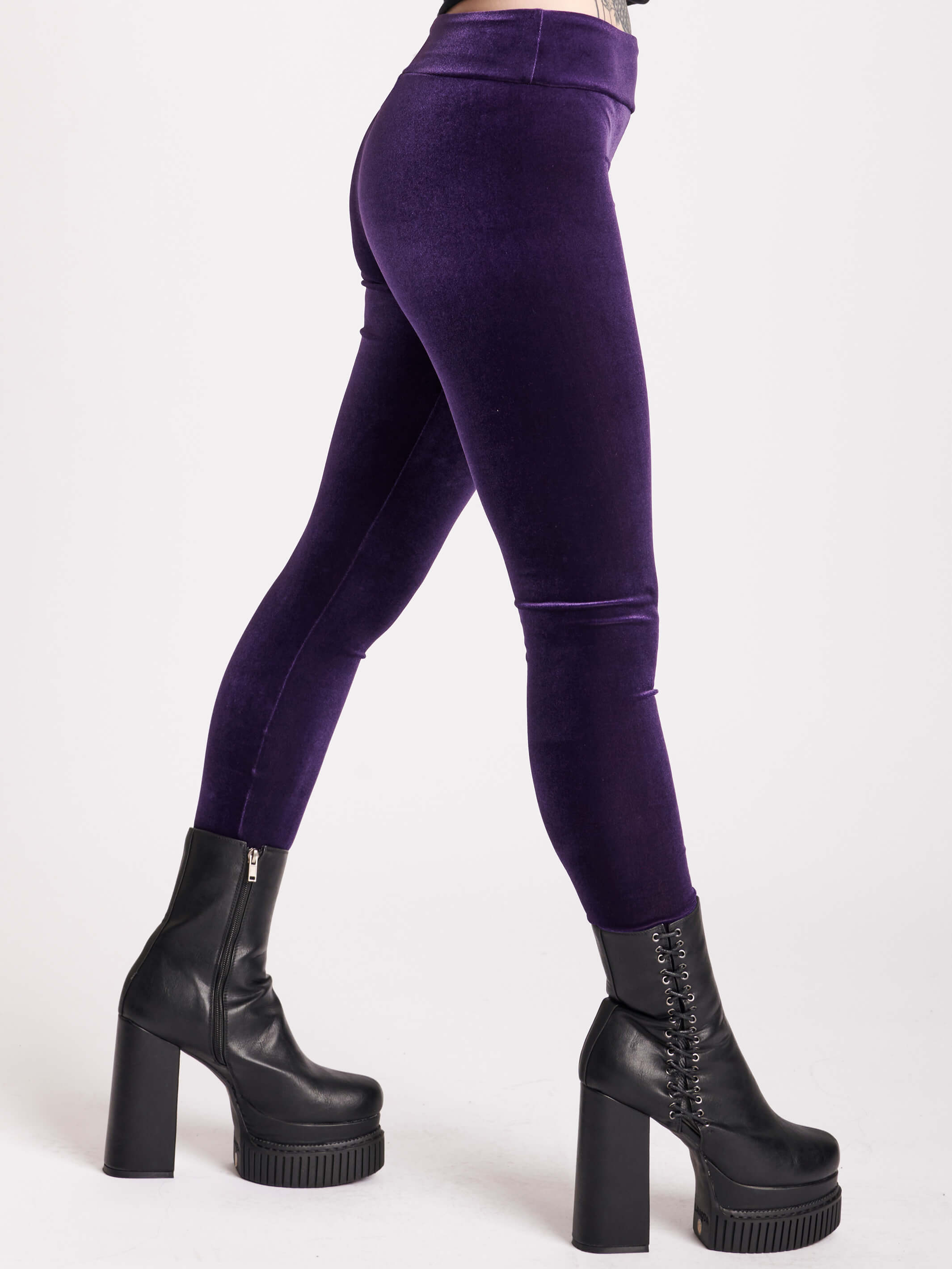 Purple velvet leggings best sale