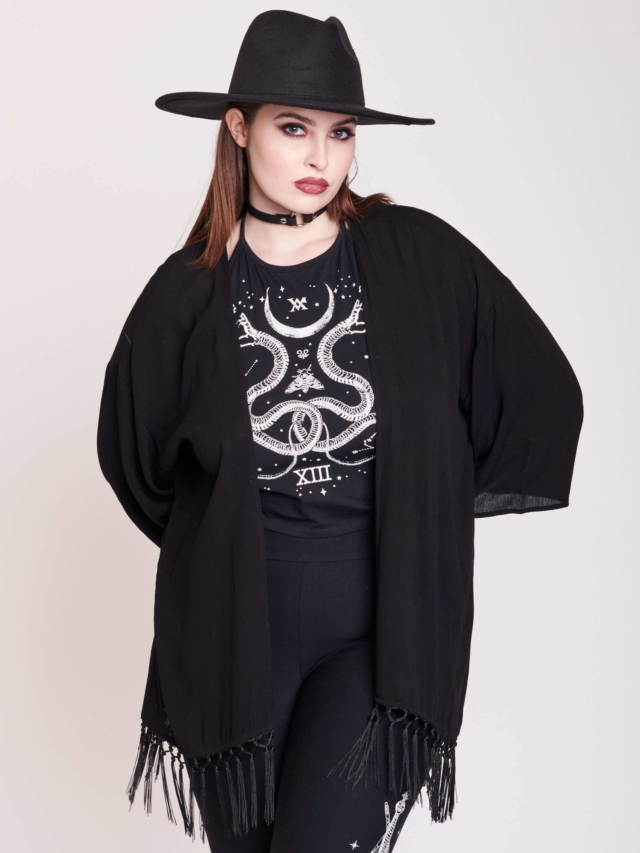 Men's Chinese Style Poncho Hood Lace Up Embroidery Cape Black