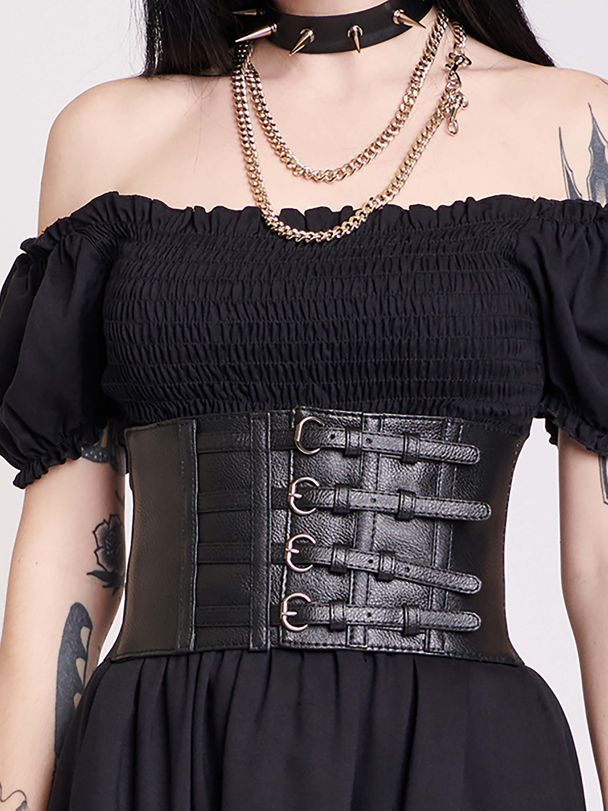 Lace Wide Belt Dress Tunic Top Belt Elastic Corset Gothic Korean