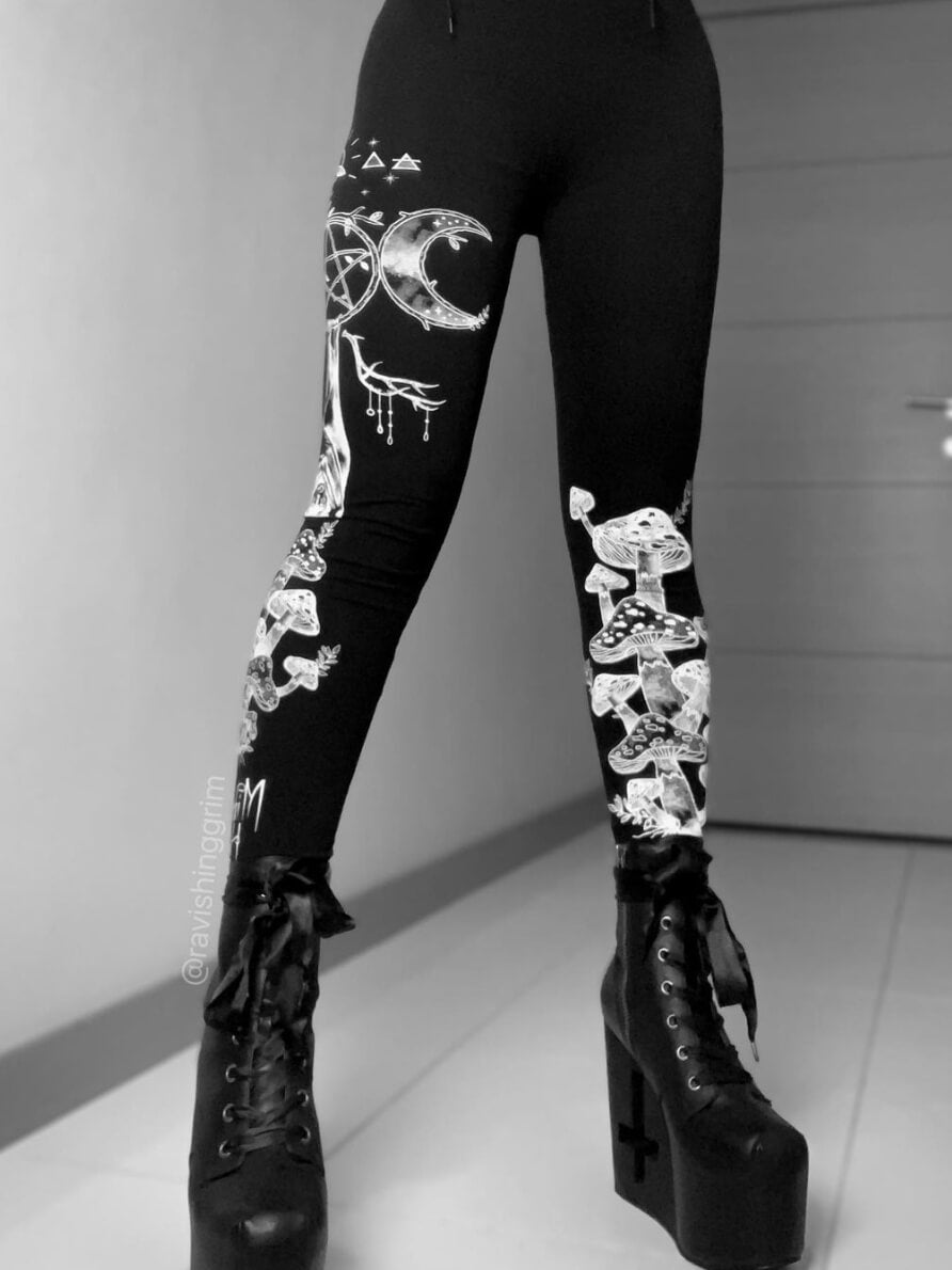 Black patterned leggings, Women's gothic clothing